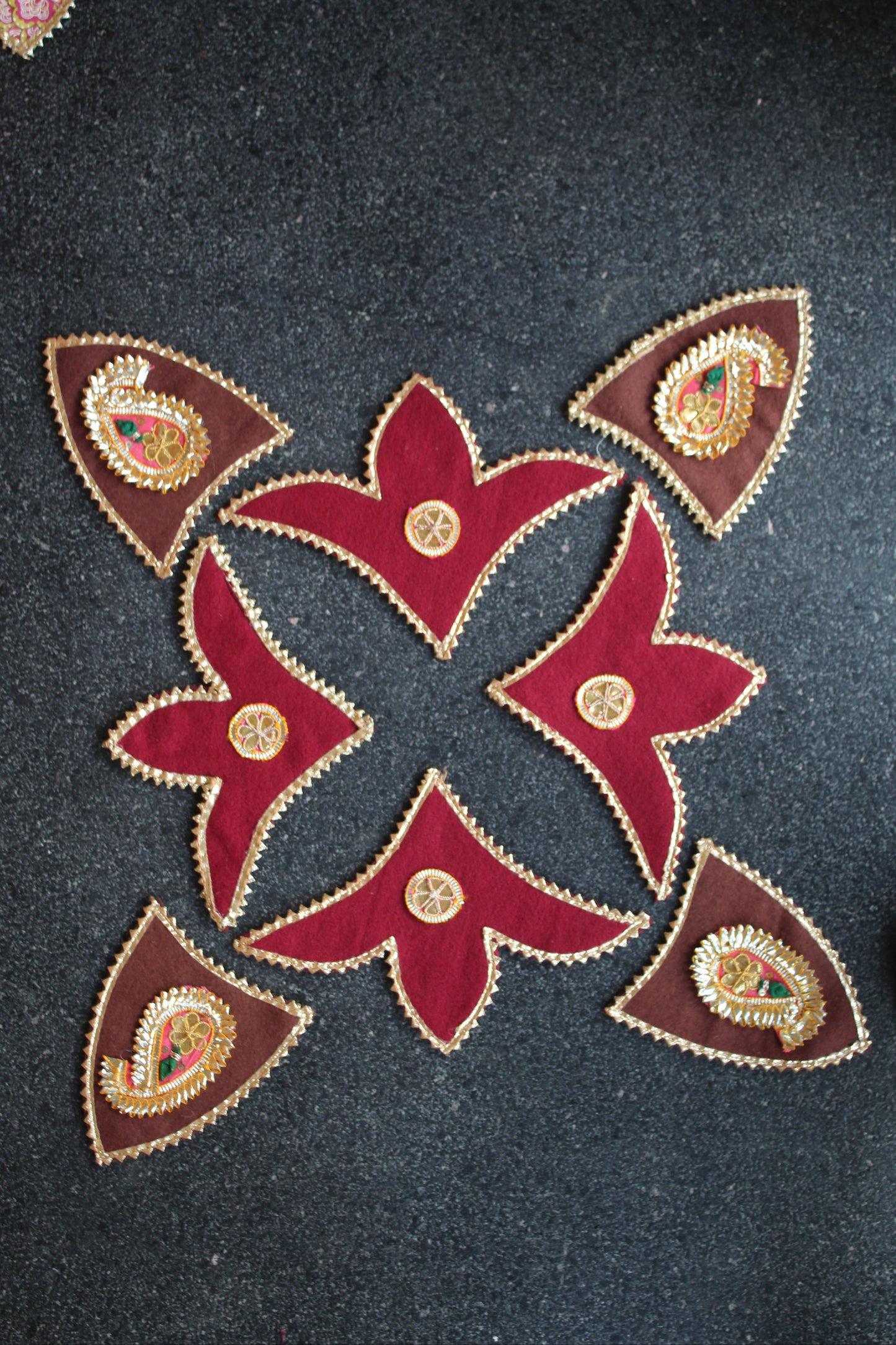 Handmade Gota Diwali Fabric Reuseable Rangoli