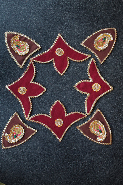 Handmade Gota Diwali Fabric Reuseable Rangoli
