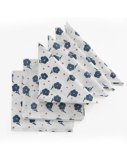 Set Of 6 - 16" Printed Dinner Napkins Cotton
