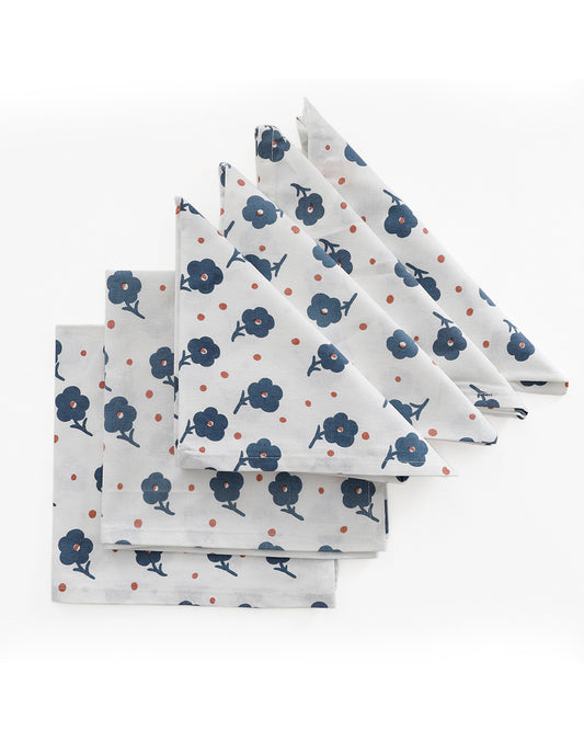 Set Of 6 - 16" Printed Dinner Napkins Cotton