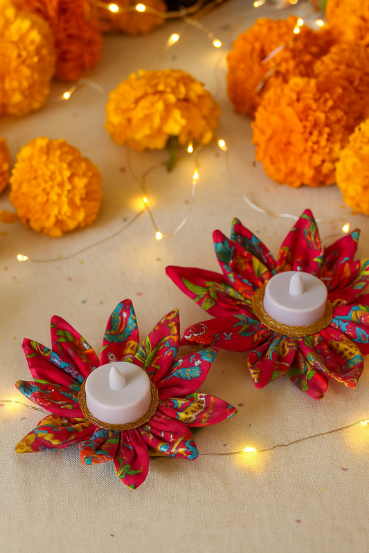 3D Flower Decorative Tea Light Holder - Set of 2
