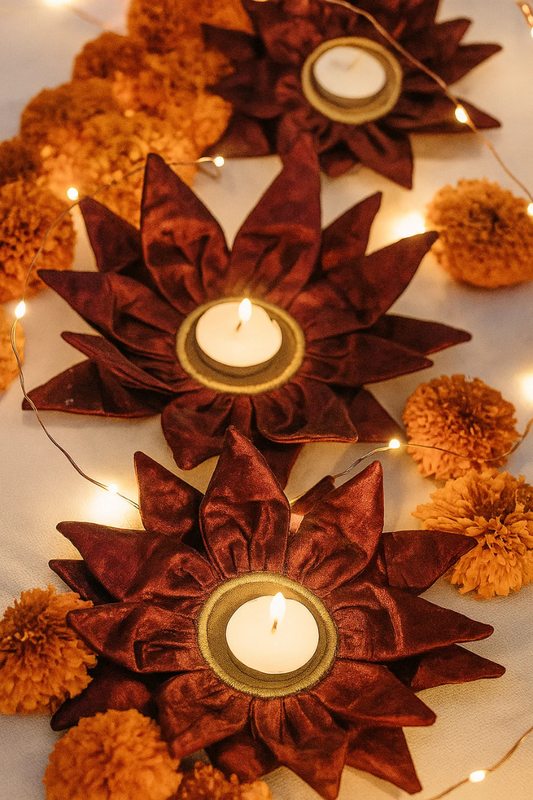 3D Flower Decorative Tea Light Holder - Set of 2