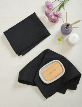 Black Waffle 23×15 Inch Hand Towel Set Of 2