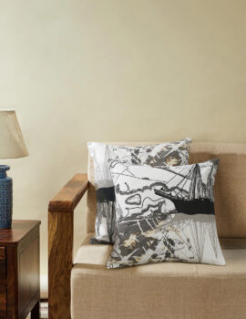 White & Grey Casement 16X16  Cushion Cover set of 2