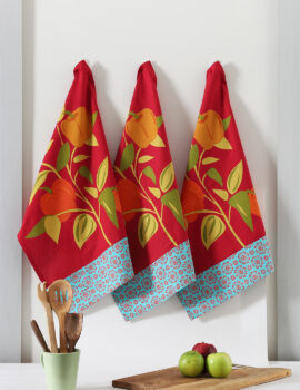 Red Cotton Vegie Printed 18×26 Inch Kitchen Towel Set Of 3