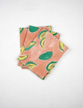 Peach Cotton Avacado Printed 15×19 Inch Kitchen Towel Set Of 3