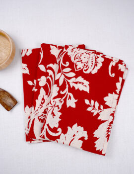 Red Cotton Floral Printed 18×26 Inch Kitchen Towel Set Of 3