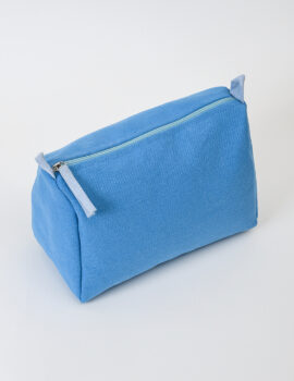 Blue Cotton Solid Plain 10x7x5 Inch Multipurpose Pouch