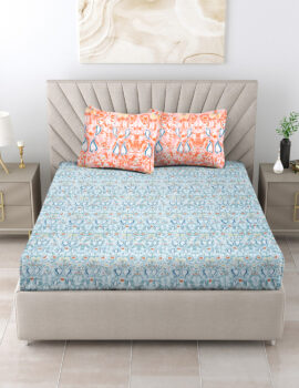 Blue kingsize  bedsheet with 2 pillow cover