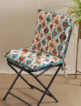 Multicolor Cotton Geometric Printed 17×17 Inch Chair Pad Set Of 2