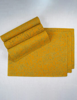 Yellow Cotton Floral Printed 13×19 Inch Placemat Set Of 6