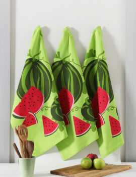 Green Cotton Fruit Printed 20×30 Inch Kitchen Towel Set Of 3