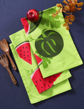 Green Cotton Fruit Printed 20×30 Inch Kitchen Towel Set Of 3