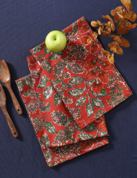 Rust Cotton Floral Printed 18×26 Inch Kitchen Towel Set Of 3