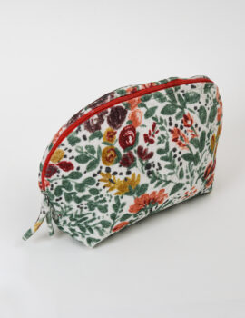 Multicolor Velvet Floral Printed 10x6x3 Inch Travel Pouch