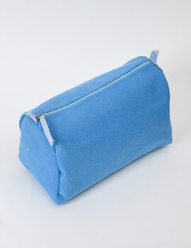 Blue Cotton Solid Plain 8x6x4 Inch Multipurpose Pouch