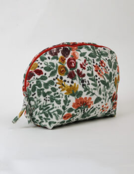 Multicolor Velvet Floral Printed 10x6x3 Inch Travel Pouch Set Of 2