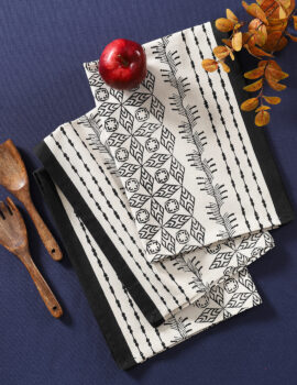 Black Cotton Geometric Printed 18×26 Inch Kitchen Towel Set Of 3