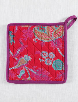 Pink & Blue Floral Print 8×8 Inch Pot Holder Set Of 2