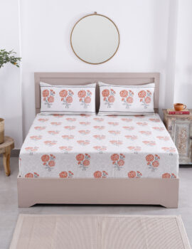 Floral Printed King Size Bedsheet Set with 2 Pillow Covers