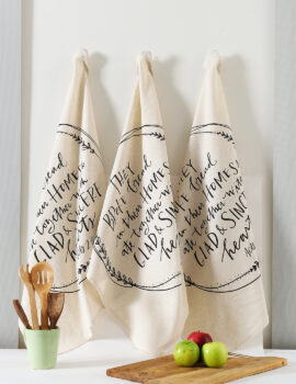 Black Cotton Quote Printed 26×28 Inch Kitchen Towel Set Of 3