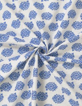 Blue Color Cotton Fabric Floral Printed Table Cover Size- 68″X118″