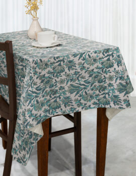 Green Color Cotton Fabric Printed Floral Printed Table Cover Size- 60″X90″