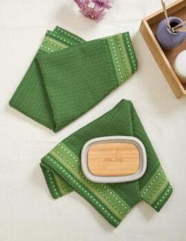 Green Waffle 23×15 Inch Hand Towel Set Of 2