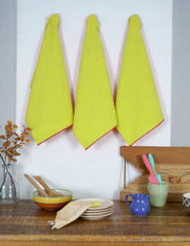 Lime Green  Cotton Solid Plain 16×20 Inch Kitchen Towel Set Of 3