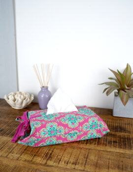 Pink Cotton Ikat Printed 11×7 Inch Tissue Box Cover