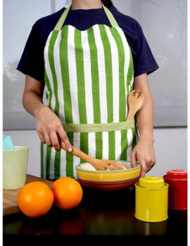 Green Cotton Stripes Printed Free Size Apron