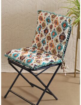 Multicolor Cotton Geometric Printed 17×17 Inch Chair Pad Set Of 2