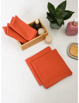 Peach Waffle 11×11 Inch Face Towel Set Of 4