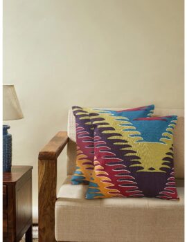 Multicolored ptinted cotton 16×16 cushion cover set of 2