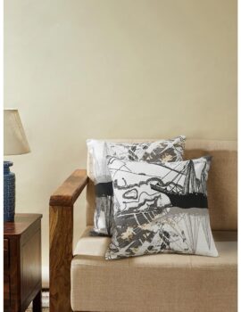 White & Grey Casement 16X16  Cushion Cover set of 2