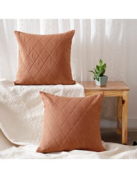 Brown Polysuede 18X18  Cushion Cover set of 2