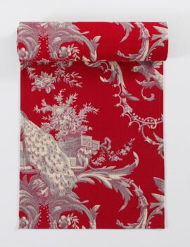 Red Color Duck Fabric Floral Prited Table Runner Size- 14″X70″