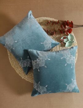 Teal Cushion Embroidery 16×16 Cushion Cover Single Piece