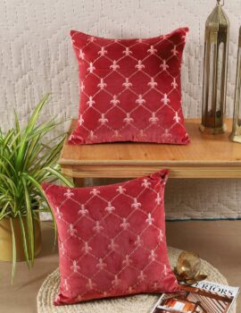 Red Cushion Embroidery 16×16 Cushion Cover Single Piece