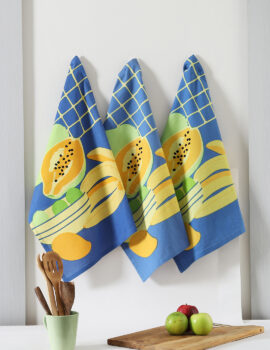 Blue Cotton Fruit Printed 18×26 Inch Kitchen Towel Set Of 3