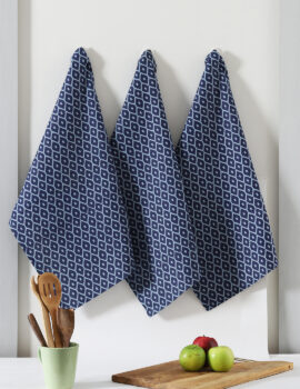 Blue Cotton Ozee Printed 18×26 Inch Kitchen Towel Set Of 3