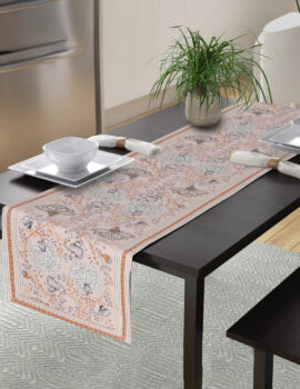 Peach Color Canvas Fabric Printed Table Runner Size- 13″X19″