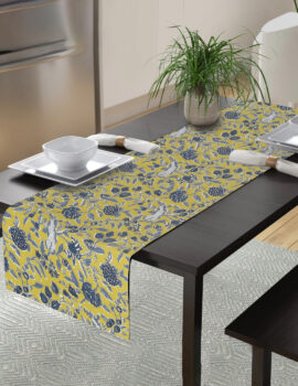 Yellow Color Casement Fabric Printed Table Runner Size- 14″X70″