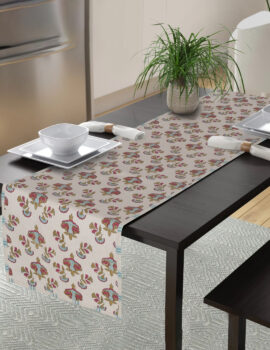 Pink Color Cotton Fabric Floral Printed Table Runner Size- 14″X70″