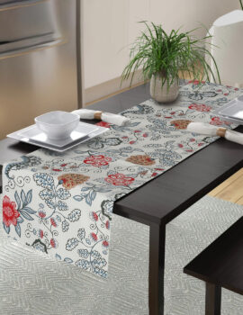 Blue Color Sheeting Fabric Printed Table Runner Size- 14″X70″