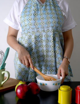 Blue Cotton Geometric Printed Free Size Apron