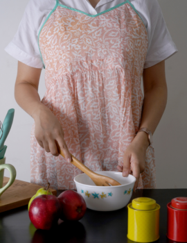 Peach Color Sheeting Fabric Floral Printed Apron Size- 25″X25″