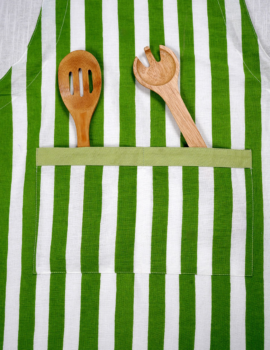 Green Cotton Stripes Printed Free Size Apron