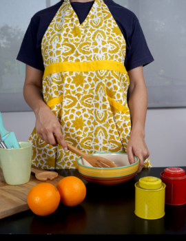 Mustard Cotton Floral Printed Free Size Apron