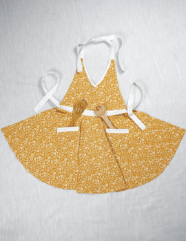 Yellow Cotton Floral Printed Free Size Apron